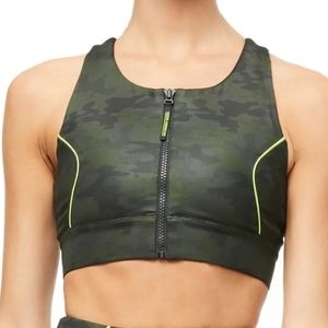 Good American Piped Camo Zip Up Sports Bra Size 1